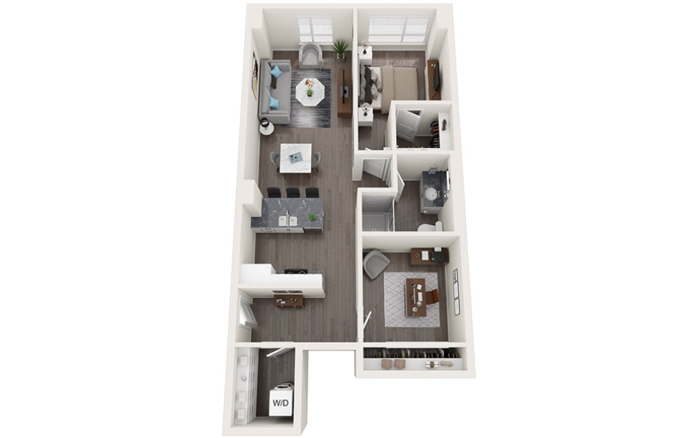 ARCH - 1 bedroom floorplan layout with 1 bathroom and 901 square feet (3D)