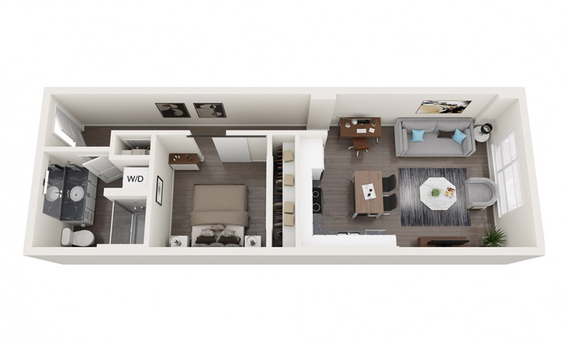 Open 1 Bedroom A - 1 bedroom floorplan layout with 1 bathroom and 550 - 650 square feet
