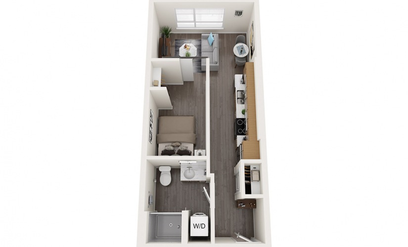 Open 1 Bedroom F - 1 bedroom floorplan layout with 1 bathroom and 466 - 526 square feet